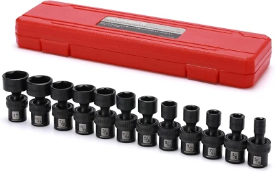 3/8" Drive Shallow Impact Universal Joint Swivel Socket Set, SAE, 5/16" - 1", Sh - Image 1 of 4