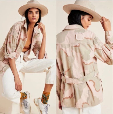 Jaqueta Anthropologie Lida média camuflada lona desgastada - Imagem 1 de 4