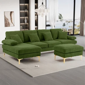 U-Shaped Sectional Sofa Couch Convertible L-Shaped Sofa Couch with Chaise Lounge - Picture 1 of 28