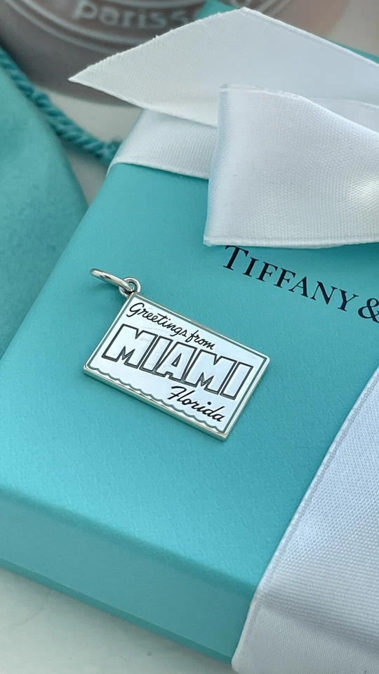 Tiffany Miami Postcard Charm in Sterling Silver NEW with box - Image 1 of 4