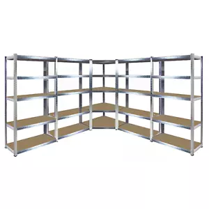 5 Bay Galvanised Corner Shelving/Racking Unit Garage Storage Shelves 1800mm H - Picture 1 of 6