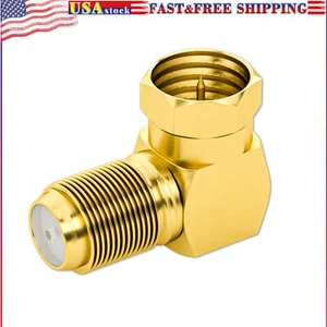 Adaptadores tipo F macho a hembra ángulo recto RG6 conector coaxial chapado en oro - Imagen 1 de 7