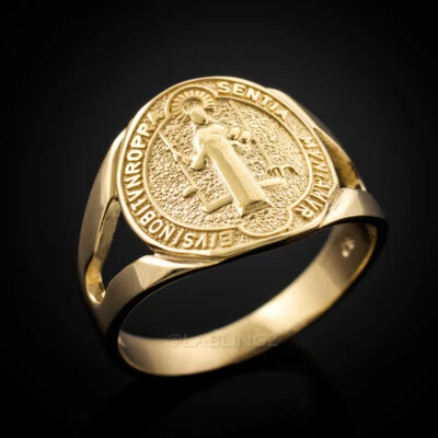 Gold Saint Benedict Medallion Ring - Image 1 of 4