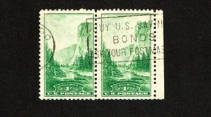 1934 U.S. NATIONAL PARKS ISSUE  1c Green YOSEMITE PAIR  Sc#740 Used - Picture 1 of 1