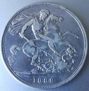 1889 Queen Victoria Jubilee Head Silber Crown Münze Lot 7 - Bild 1 von 2