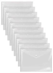 30 Clear XL Plastic Envelopes with Snap Closure 13"x9" Reusable Document Bags - Picture 1 of 5