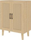 Buffet Cabinet Sideboard with Rattan Decorated Doors Kitchen Storage Cupboard