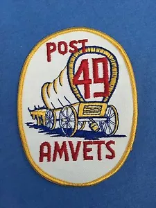 Vintage AMVETS POST 49 Patch Pioneer Wagon American Veterans Uniform US Military - Picture 1 of 4