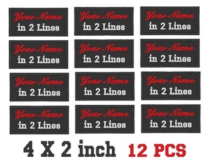 Custom Embroidered Name Tag Sew on Patch Motorcycle Biker 4" x 2" (B) 12 Pieces - Picture 1 of 12