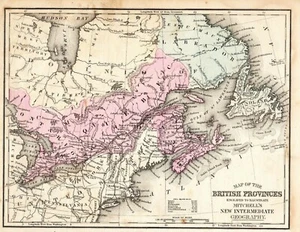 British North America Map Circa 1870's Provinces Nova Scotia PEI Labrador - Picture 1 of 2