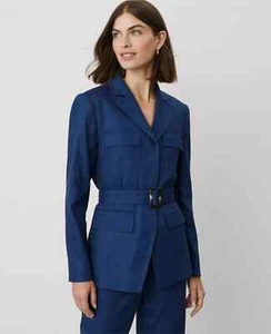 NEW $189 Ann Taylor The Petite Linen Safari Jacket blazer sz 0P - Picture 1 of 3