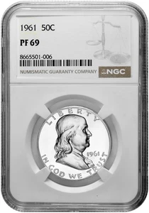 1961 50C Proof Silver Franklin Half Dollar NGC Graded PF 69 in New Holder - Picture 1 of 2
