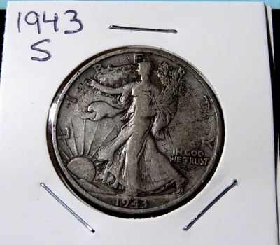 1943-S Walking Liberty Half Dollar US 90% SILVER Coin - Image 1 of 3