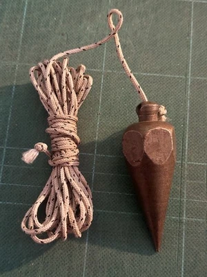 Vintage Solid Brass Plumb Bob with String Carpenter Mason Survey Tool 4.5 Inch - Image 1 of 4