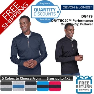 🔥 Devon & Jones Men's DRYTEC20 Performance Quarter-Zip Pullover Up To 4XL DG479 - Picture 1 of 26