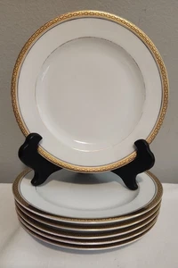 1930's Gold Greek Key - Epiag Czechoslovakia CORINTHE Pattern - 6 Bread Plates - Picture 1 of 5