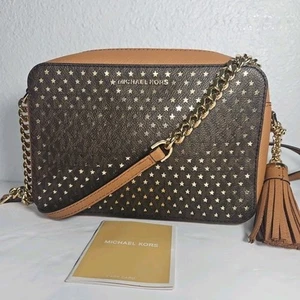 Michael Kors Ginny Medium Camera Bag Brown Gold hardware Crossbody - Picture 1 of 15