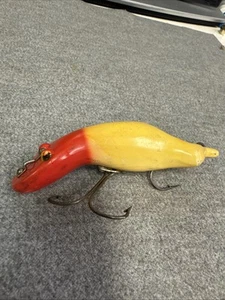 Rare Heddon 3500 Luny Frog Lure white body red head CLOSED LEGS 1927 - Picture 1 of 7