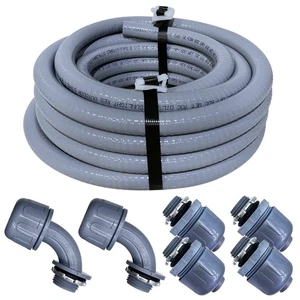 1-Inch Non-Metallic Liquid-Tight Conduit and Connector Kit, 25 Foot Made in U... - Picture 1 of 6