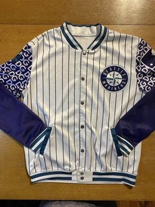 Seattle Mariners DGK Satin Jacket Small MLB Pinstripe Snap Urban Streetwear Rare - Picture 1 of 10