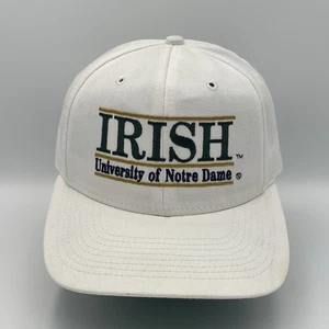 Vintage Notre Dame Fighting Irish Split Bar Snapback Hat Cap White Made In USA - Picture 1 of 16