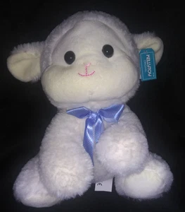Kellytoy White Sheep with Blue Ribbon 9 inch Soft Plush Stuffed Animal - Picture 1 of 8