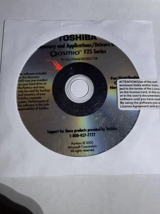 Toshiba Drivers Installation DVD Disk for Qosmio F25 Series Notebooks - Picture 1 of 5