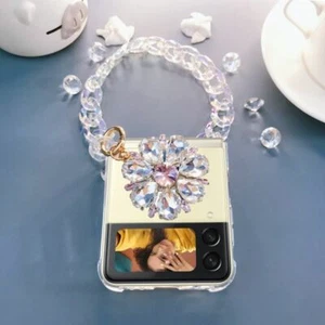 Para Samsung Galaxy Z Abatible 6/5/4 Brillante Brillo Pulsera Cadena Diamante Soporte Estuche - Imagen 1 de 11