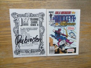 1991 MARVEL 1ST COVERS HAWKEYE AVENGERS # 1 CARD SIGNED JOE RUBINSTEIN,WITH POA