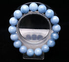 Bracelet perles cristal aigue-marine bleu naturel 12 mm