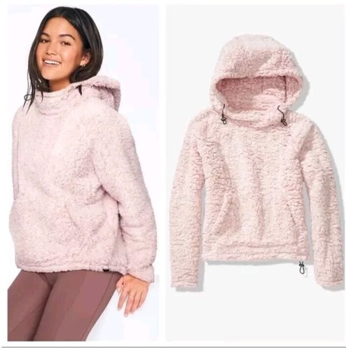 UNDERCOVER Felpa con cappuccio Victoria’s Secret rosa taglia S pullover pile sherpa canguro tasca