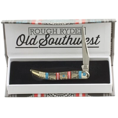 Rough Rider Old Southwest Baby Toothpick Pocket Knife RR1748 Red Blue - Image 1 of 3