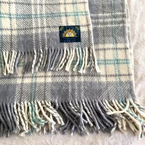 Vintage Geelong Returned Soldiers & Sailors fringed grey checked blanket - Picture 1 of 9