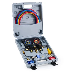 OMT AC Diagnostic Manifold Gauge Set 3 Way HVAC Gauges for R1234yf R404a R134a - Picture 1 of 7