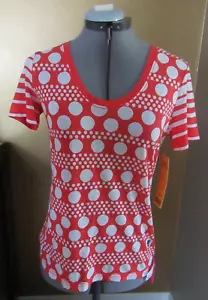 NWT TORY BURCH Karin Tee Scoop Neck Polka Dot T-shirt Red White Size Small - Picture 1 of 6