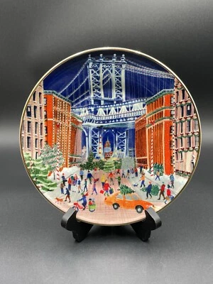 Plato de postre de gres Anthropologie Holiday In The City 8,25" Nueva York Nueva York Foto 1 de 4