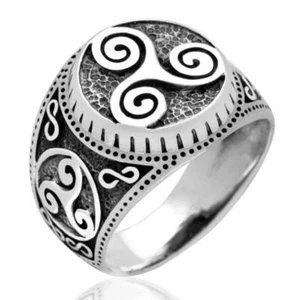 TRISKELE Silber Ring Runen Wikinger Siegel Viking Kompass Celtic Amulett 925 rt1 - Picture 1 of 8