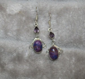 Jasper amethyst Sterling Silver Earrings - Picture 1 of 4