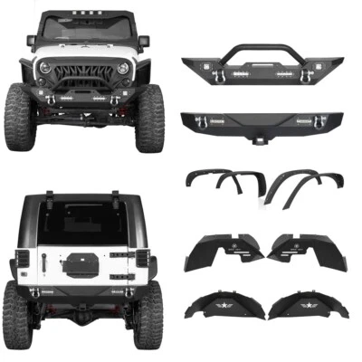 Steel Front Rear Bumper/Inner Fender/Fender Flares for Jeep Wrangler JK 07-18 Foto 1 de 4