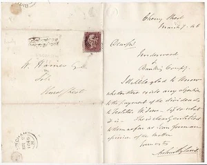 1846 =75= BIRMINGHAM NUMERAL POSTMARK & EDGBASTON PENNY POST ARTHUR HYLAND E/L - Picture 1 of 1