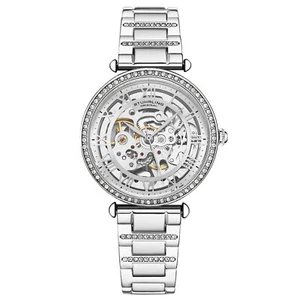 Stuhrling 4023 Women's Automatic Skeleton Silver Stainless Steel Link Bracelet - Picture 1 of 5