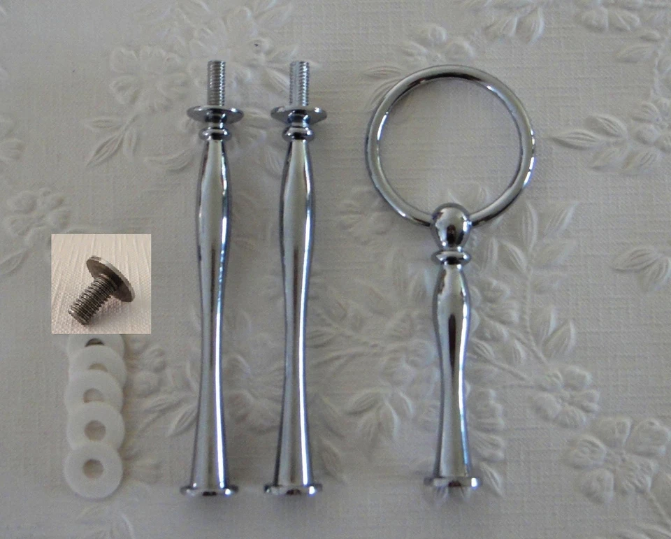 Botín de 3 niveles, pastel de taza, bandeja para servir mango elegante, tornillo plano especial y arandelas Foto 1 de 1