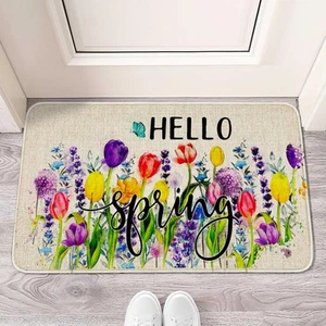 Tulips Welcome Mats Outdoor Door Mat 30" x 17" Non-Slip Washable Mats Indoor ... - Picture 1 of 5