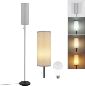 Floor Lamp for Living Room, Modern Standing Lamps with Lampshade, Gray Shade - Picture 1 of 9