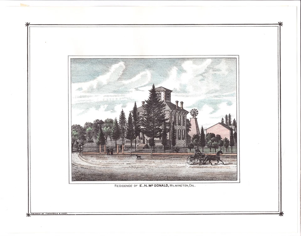 Califórnia Los Angeles Wilmington 1880 McDonald Farm Thompson & West 1959 REPRO - Imagem 1 de 1