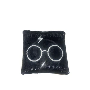 Harry Potter Sequin Platform 9 3/4 Pillow Gold Edge Pillow Throw Velvet Back 15” - Picture 1 of 4