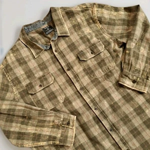 Camicia Hurley uomo XXL 2XL marrone a quadri con bottoni casual manica lunga streetwear - Foto 1 di 11