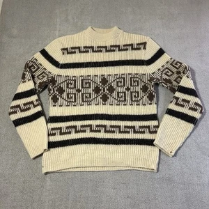 Vintage Wool Pullover Sweater Cowichan Style Geometric Big Lebwoski Western - Picture 1 of 15