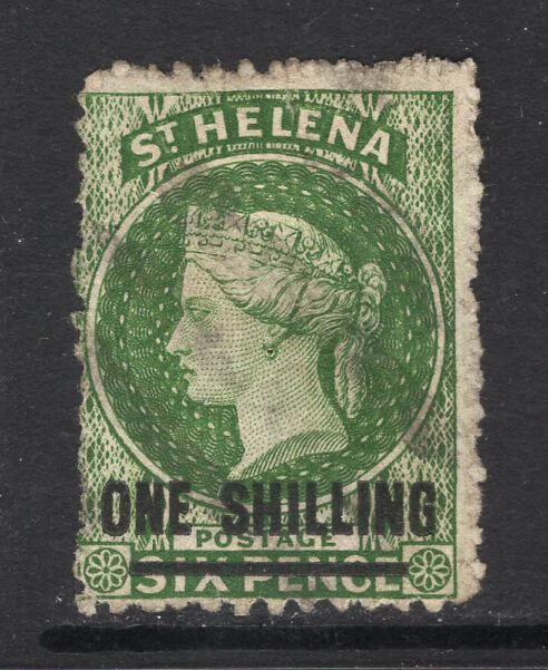 M25976 Santa Elena 1868 SG18 QV: 1/- amarillo profundo verde (tipo B). FU, Cat £130 Foto 1 de 1