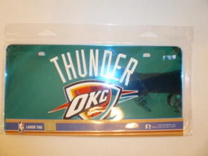 Oklahoma City OKC Thunder NBA Blue Mirrored Laser Cut License Plate Laser Tag - Picture 1 of 5